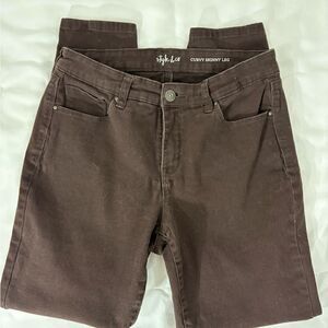 Style & Co Curvy Skinny Leg Brown Jeans